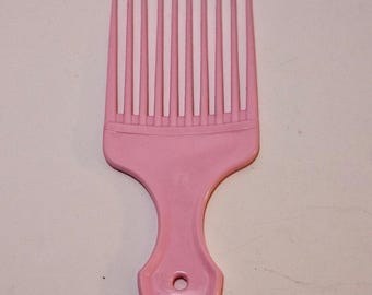 Vintage Pink Hair Pick Comb Wide Tooth Detangler Made in USA Retro Afro Lift