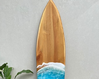 Surfboard Epoxy Resin Table, Marine Decor, Wooden Surfboard, Ocean Art, Surf Art, Tropical Art Resin, Hawaii Beach Art, Beach House