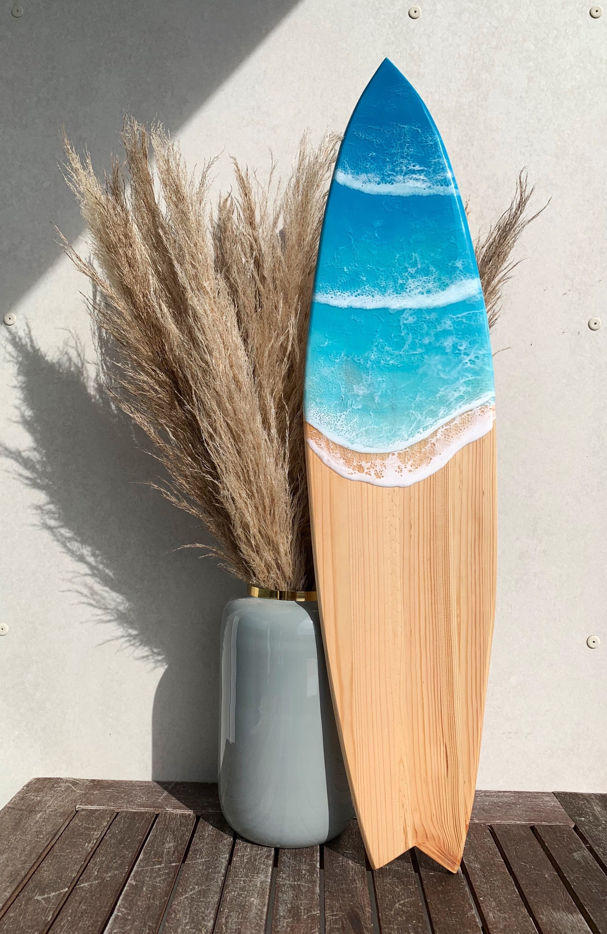 Surfbrett Epoxidharz Tisch, Marine Deko, Holz Surfboard, Ozean Kunst