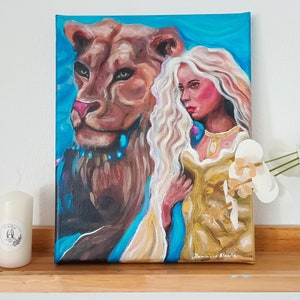 Original acrylic painting on canvas 24 x 30 cm, canvas painting lion, abstract painting, self-painted pictures, acrylic paintings hand-painted, animal pictures