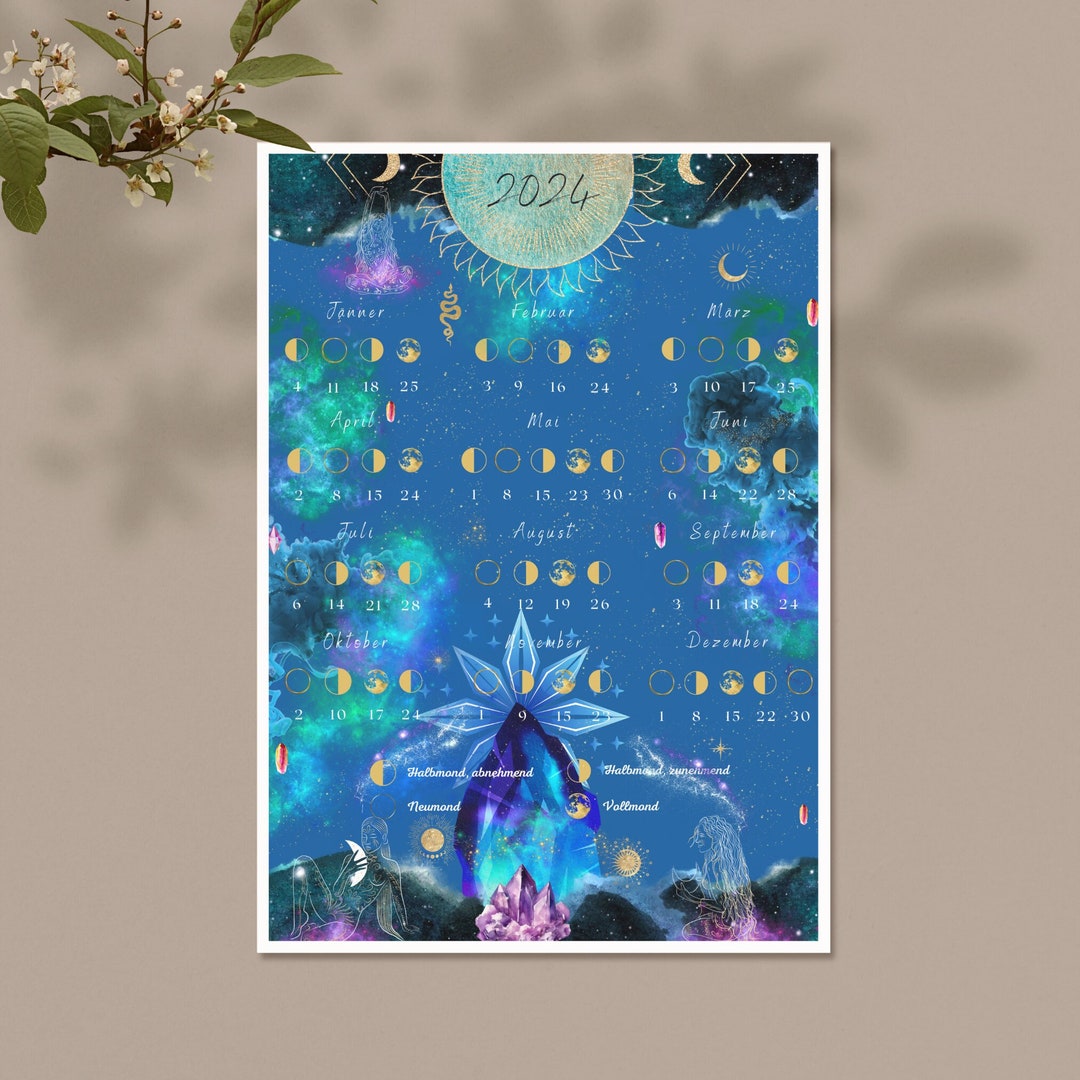 Lunar Calendar 2025 A3, A4 Astrology, Moon Phases 2025, Calendar 2025