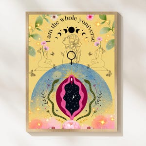 Vulva Art: Yoni Poster &quot;Yoniverse&quot; A4/A3/A6, Vulva Poster, Yoni Art, Art Prints Poster, Feminist Poster, Sayings Poster Living Room