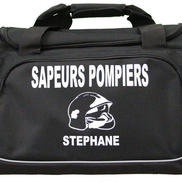 Sac de sport 55 L - SAPEURS POMPIERS casque F1 - personnalisé avec votre texte - noir