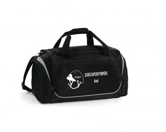 Sac de sport 55 L - JSP Jeunes Sapeurs Pompiers casque - personnalisé avec votre texte - noir