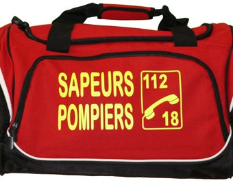 Sac de sport 55 L - marquage SAPEURS POMPIERS 112-18 - rouge