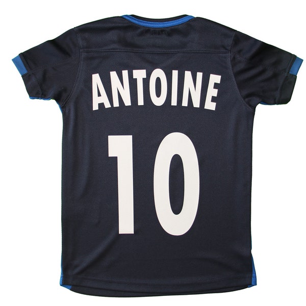 Maillot foot enfant personnalisé prénom et numéro - bleu marine