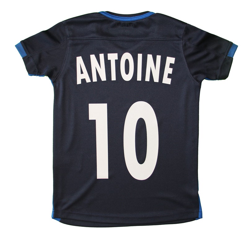 Maillot foot enfant personnalisé prénom et numéro bleu marine image 1