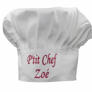 Children's apron and hat kit - personalized with first name or text of your choice - white