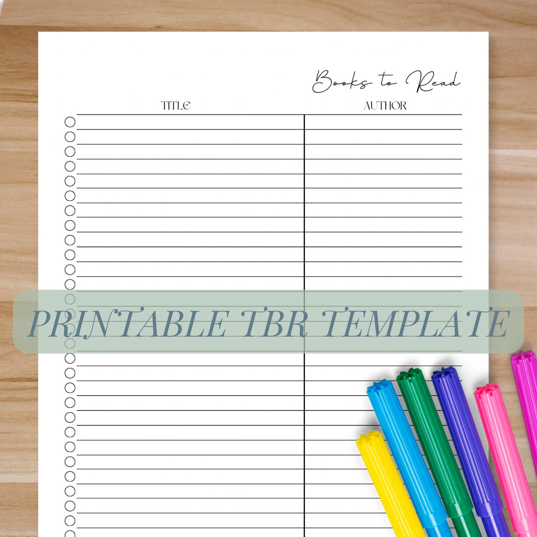 Printable tbr list to be read books for book club members kit reading