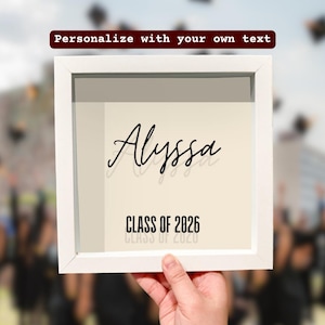 Caja de recuerdos personalizada para momentos especiales, vinilo con texto personalizado, graduación, nuevo hogar, bebé, estuche de exhibición, marco personalizable, regalo para ella.