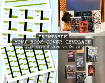 Plantilla de portada de mini libro para imprimir en Canva / Tarro de libros pendientes / Estantería para libros / Diario de lectura / Editable / Descargar arrastrando y soltando