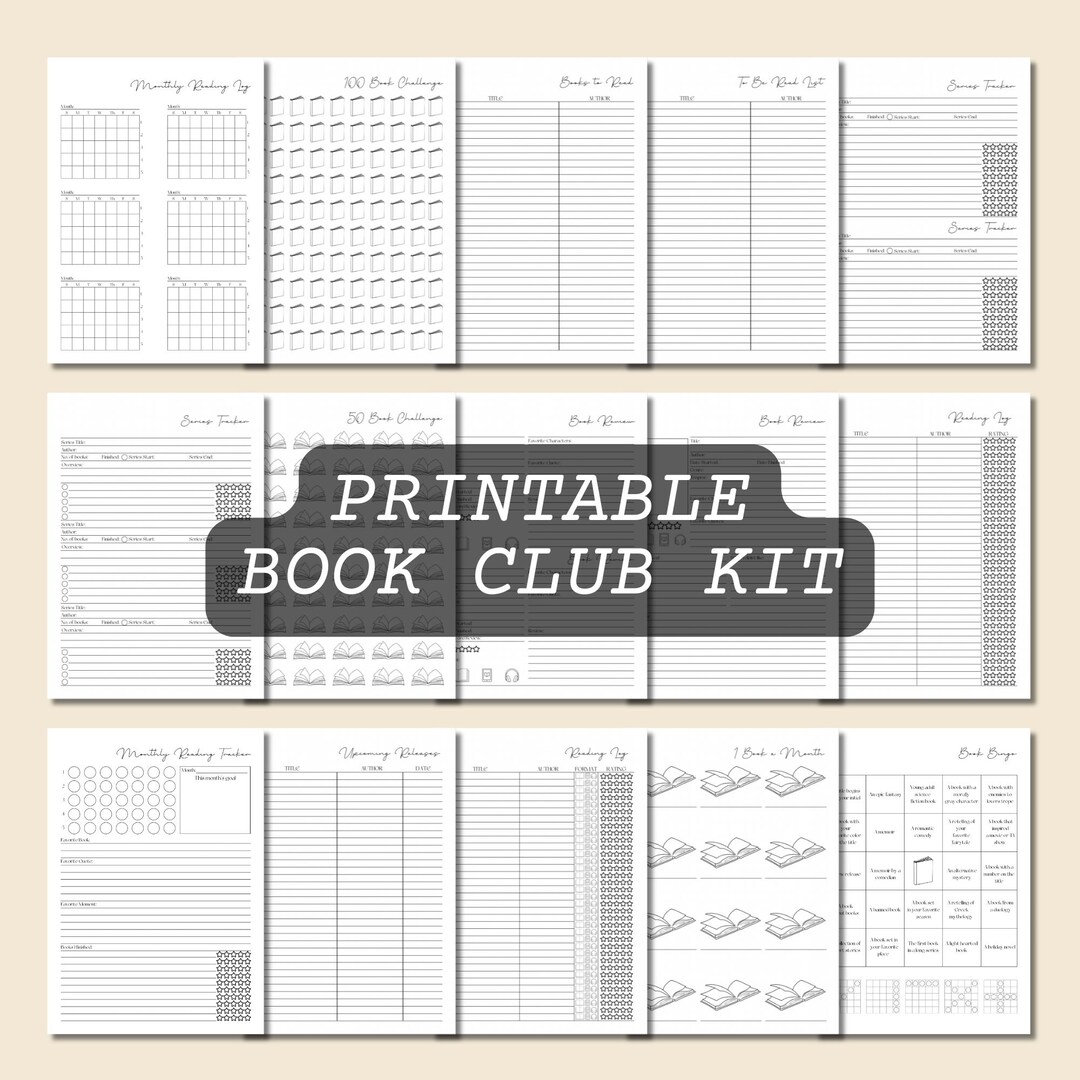 Printable Book Club Starter Kit, Printable Reading Journal for Book Cub ...