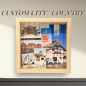 Personalized Travel Souvenir Memory Box Travel Keepsake Box Travel Adventures Shadow Box Frame  Honeymoon Vacation Family Display Case Gift