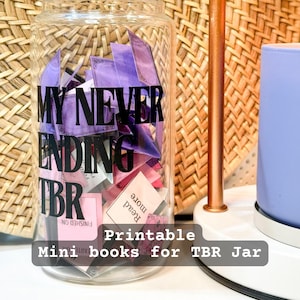 Mini books Printable Template for TBR jar, Book club gifts, TBR list Reading activity, Reading challenge, Book lover diy, To be read