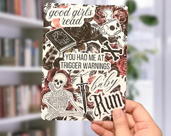 Printable Kindle Clear Case Insert Dark Romance Spicy Books Smut Readers Ereader Insert BookLovers Dark Floral Skull Aesthetic Gothic Design
