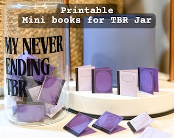 Plantilla de minilibros imprimible para frasco de TBR, Libros para leer, Regalos para clubes de lectura, Actividad de lectura de listas TBR, Desafío de lectura, Manualidades para amantes de los libros