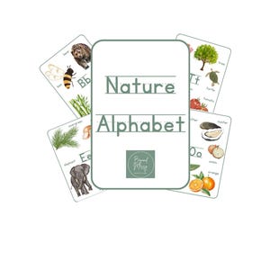 ABC Nature Flashcards, Nature Alphabet Cards, Nature Flashcards, Homeschool Cards, Flashcards, Nature Study, Alphabet Cards, Montessori