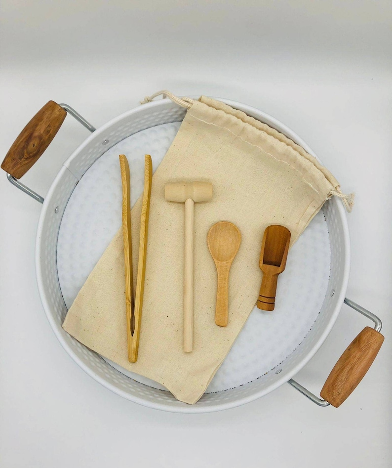 Wooden scoop for sensory play Wooden accessories Fine motor tools Children's gift Wooden tool kit Sensory Play Tuff Tray image 3