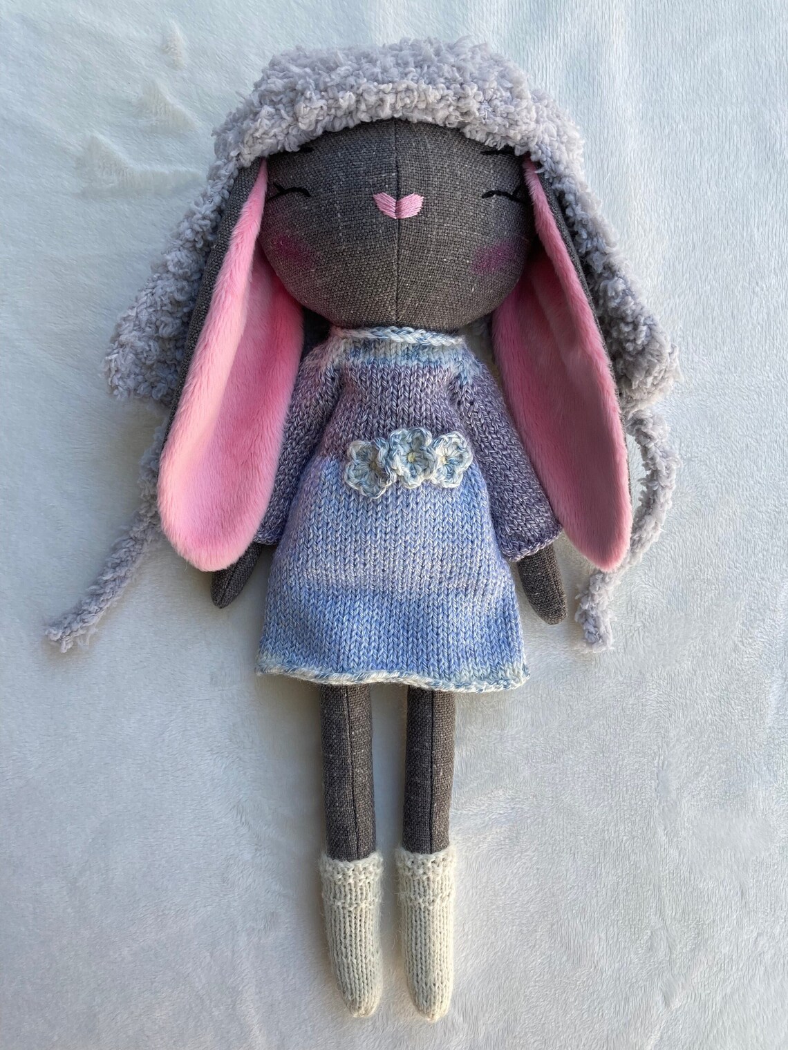 Handmade Bunny Doll, Artisan Doll,stuffed Animal Bunny Doll,stuffed
