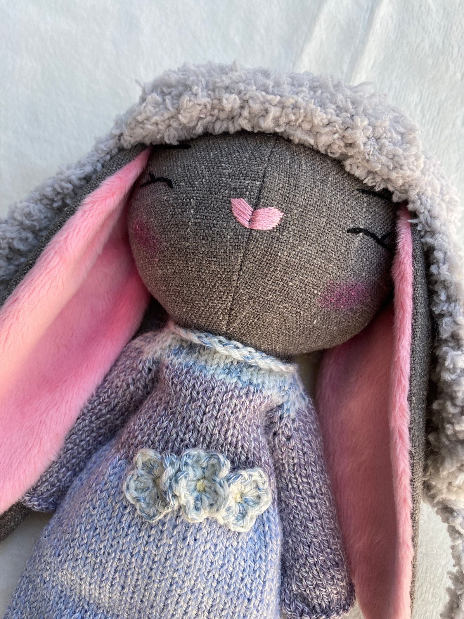 Handmade Bunny Doll, Artisan Doll,stuffed Animal Bunny Doll,stuffed