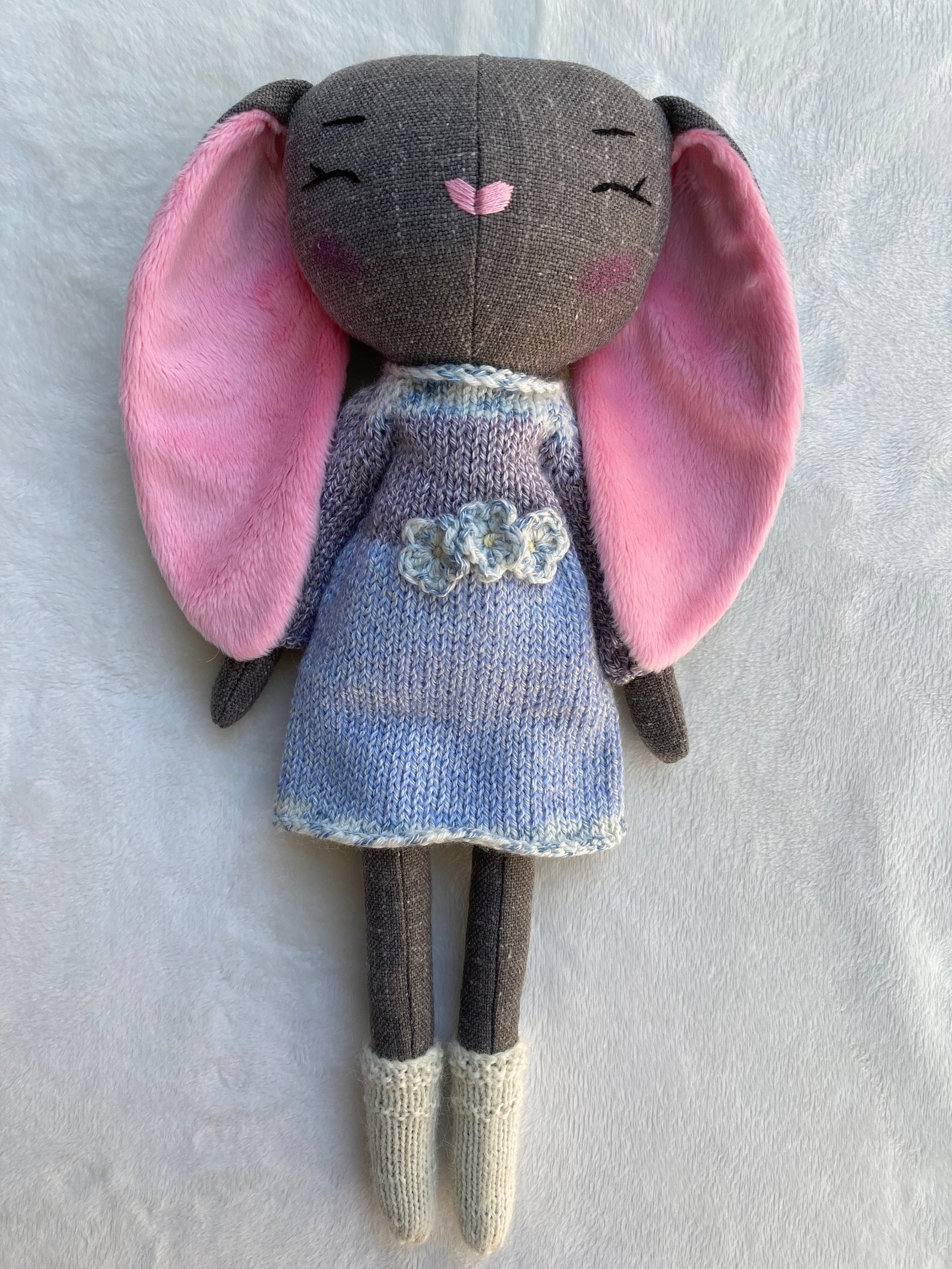 Handmade Bunny Doll, Artisan Doll,stuffed Animal Bunny Doll,stuffed