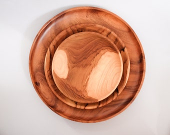 Natural Solid Teak Wood Serving Plate | Wood Cheese Plate | Decorative Plate | Wood Plate | Dessert Plate | 3 Different Size Wood Dinnerware