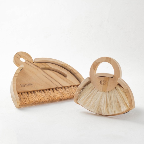 Wooden Table Brush And Pan Set – Natural Dustpan And Brush For Crumbs, Handmade Beech Wood Kitchen Cleaner, Rustic Home Gift - View #7