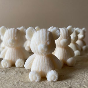 Scented fondant bear guest gifts baptism baby shower birth pregnancy gender reveal blue pink white