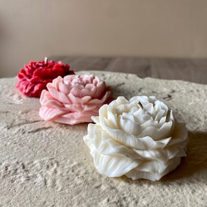 Handmade peony candle