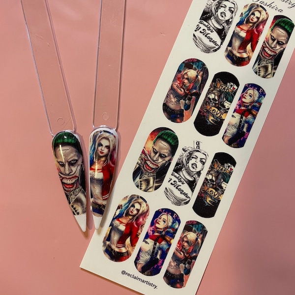 Quinn Nail Art | Nail Supply | Halloween | Harley Quinn | Joker Nails