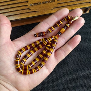 Różaniec z bursztynu i bakelitu, koraliki modlitewne Faturan Tasbih, Sikma Kehribar Tesbih, prezent dla ojca, prezent dla muzułmanina, prezent dla mężczyzny