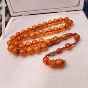 Ahmed Emin Signed Marbled Faturan Rosary - Handmade Turkish Prayer Beads