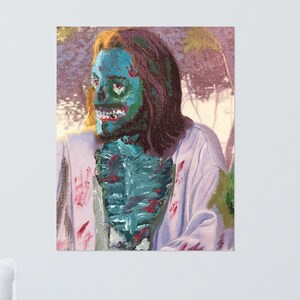 Zombie Jesus Altered Thrift Store Poster Detail Halloween or Easter