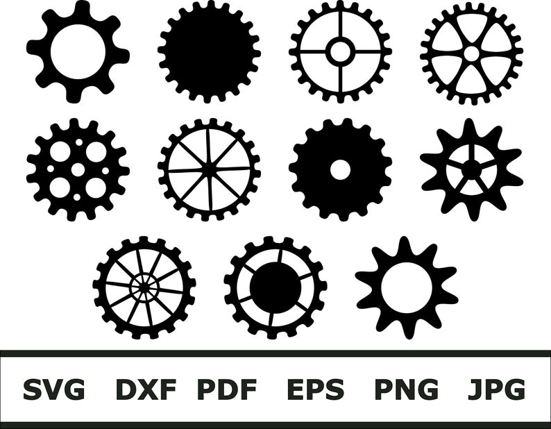 Steampunk Cogs and Gears SVG Cut File DXF Printable PDF Etsy