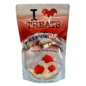 Freeze Dried White Chocolate Covered Strawberries (3 oz)