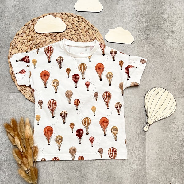 Tshirt Shirt Sommershirt 98 104 Oberteil  Sommer T-Shirt Jersey Ballon Heißluftballon Mädchen Junge beige