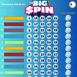 Le plateau de bingo Big Spin