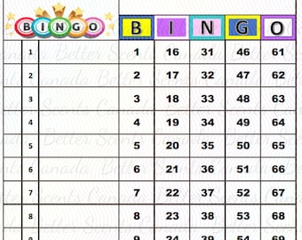75 number Bingo Board