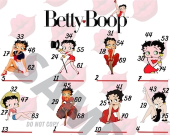 Betty Boop Bingo Board (Straight, Mixed, Blank)