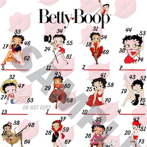 Betty Boop Bingo Board (Straight, Mixed, Blank)