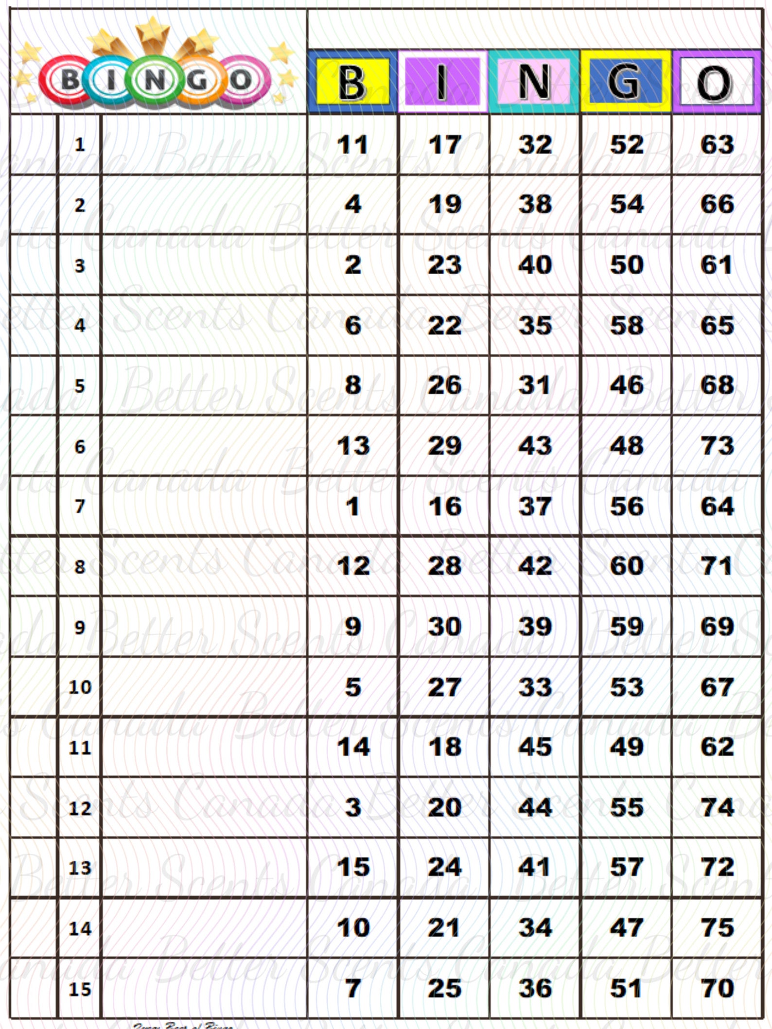 75 Number Bingo Board Etsy Canada