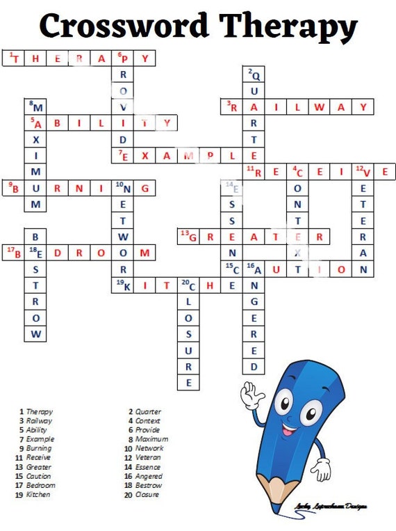 Crossword therapy bingo - etsy