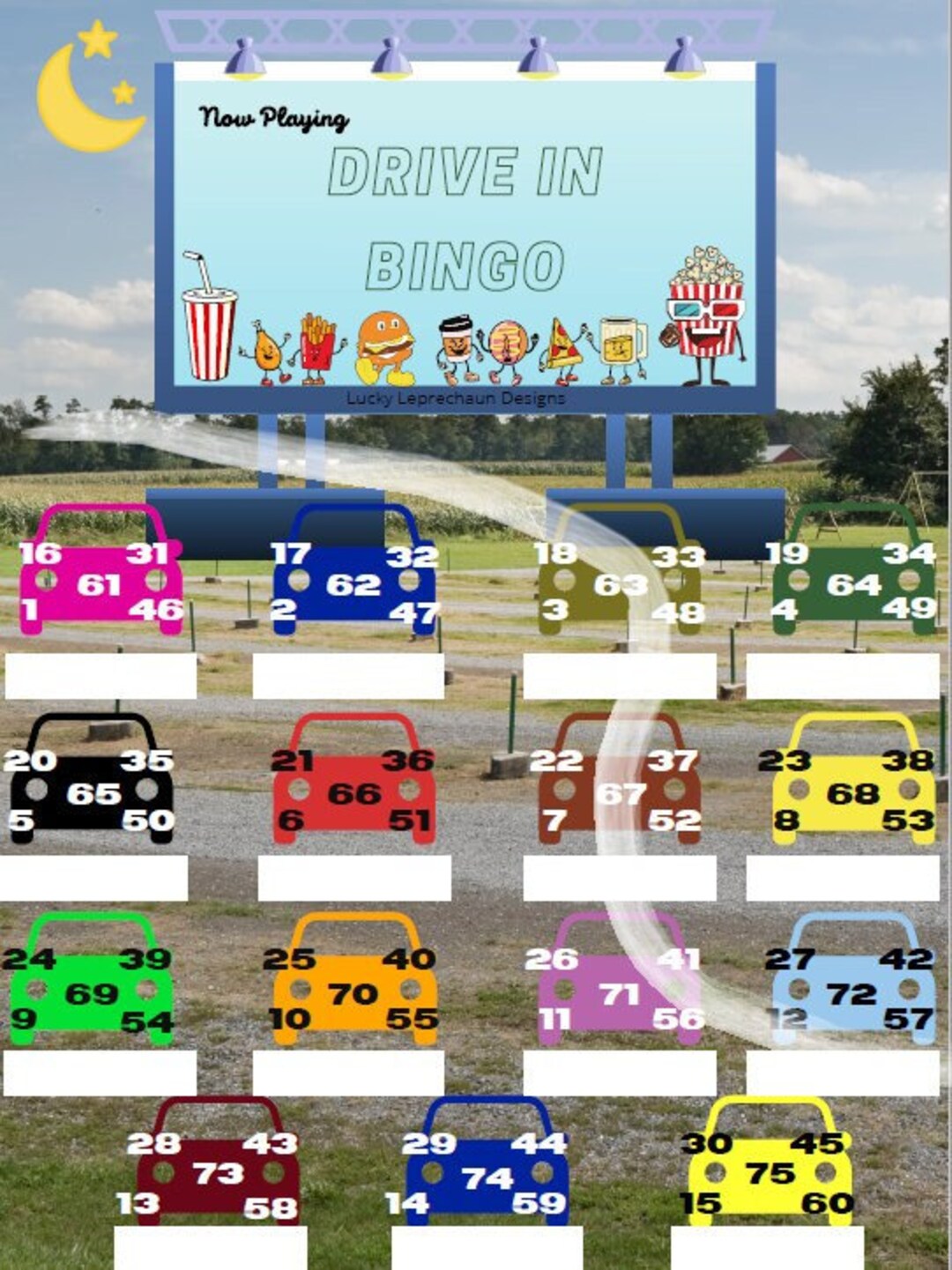 Drive in Bingo - Etsy