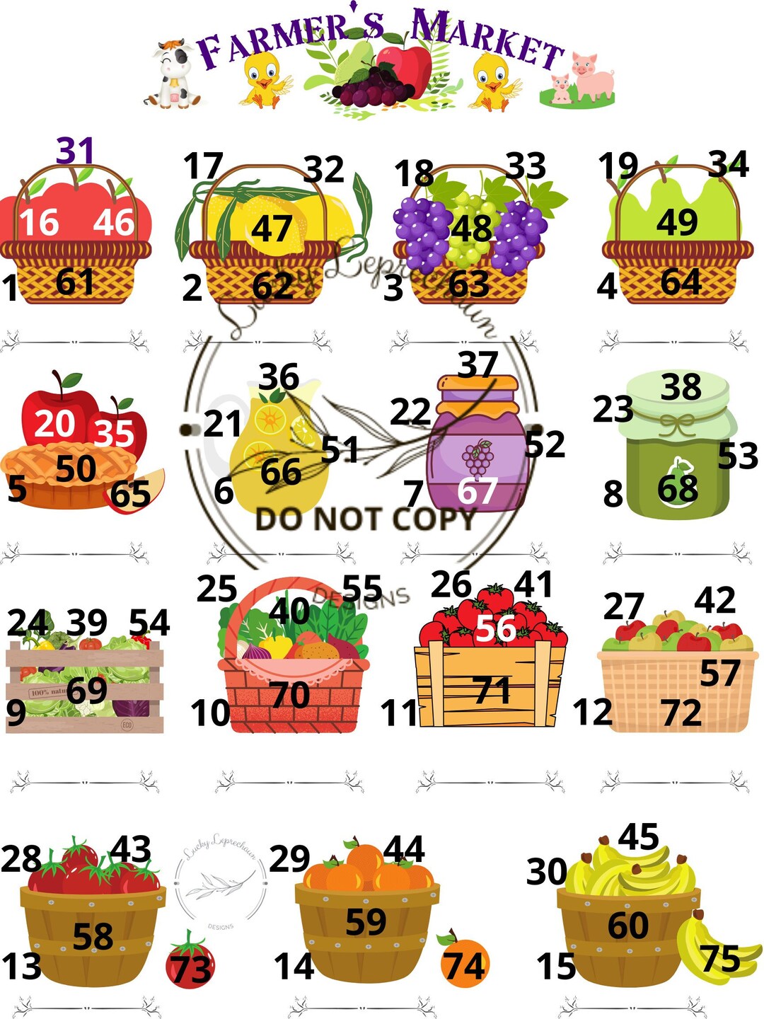 Farmers Market Bingo Board - Etsy