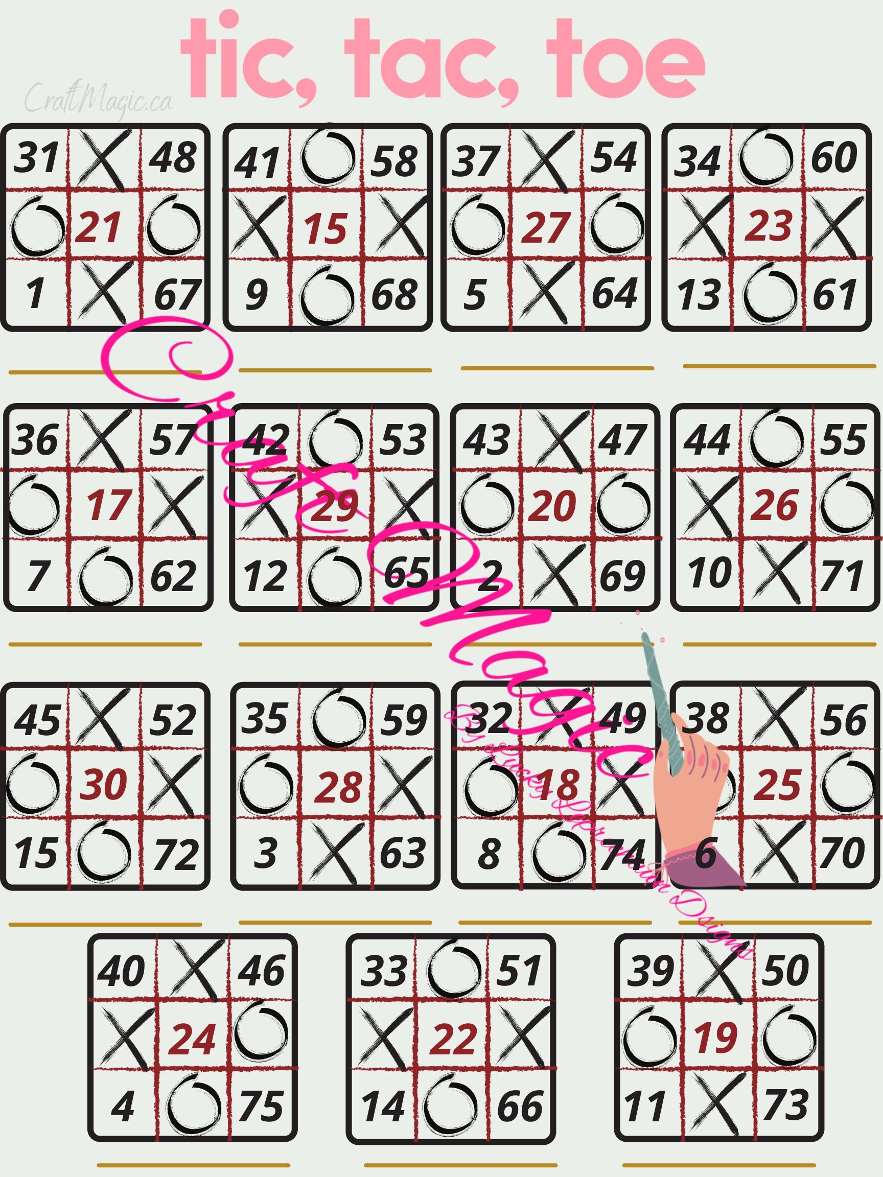 三目並べ（ストレート、ミックス、ブランク）ビンゴ - Etsy 日本