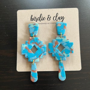 Faux Turquoise Polymer Clay Earrings/Lightweight/Handmade
