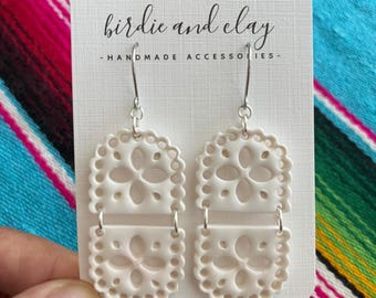Handmade Papel Picado Earrings, Polymer Clay Spanish Style Dangles