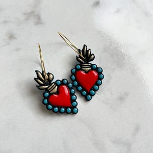 Sacred Heart Earrings/Sagrado Corazón Earrings/Folkart Earrings/Polymer Clay Earrings
