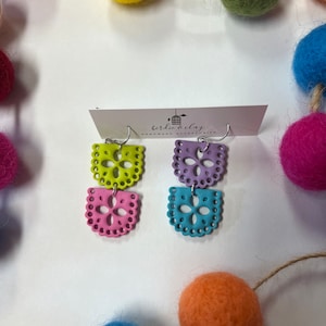 Papel Picado Earrings/Polymer Clay Dangle Earrings/Artisanal Earrings/Handmade Earrings/Spanish Style Earrings