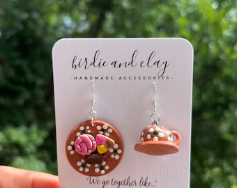 Pan Dulce & Cafecito Dangle Earrings, Mexican Food Jewelry